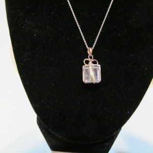 Sterling silver Chrystal box necklace signed